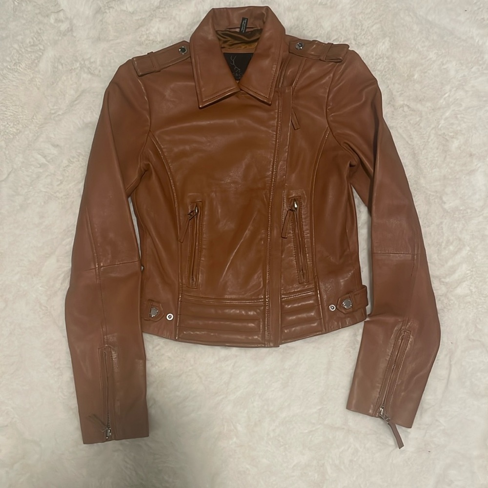 BOD & CHRISTENSEN Blake Cropped Leather Biker Motorcycle Jacket NWOT